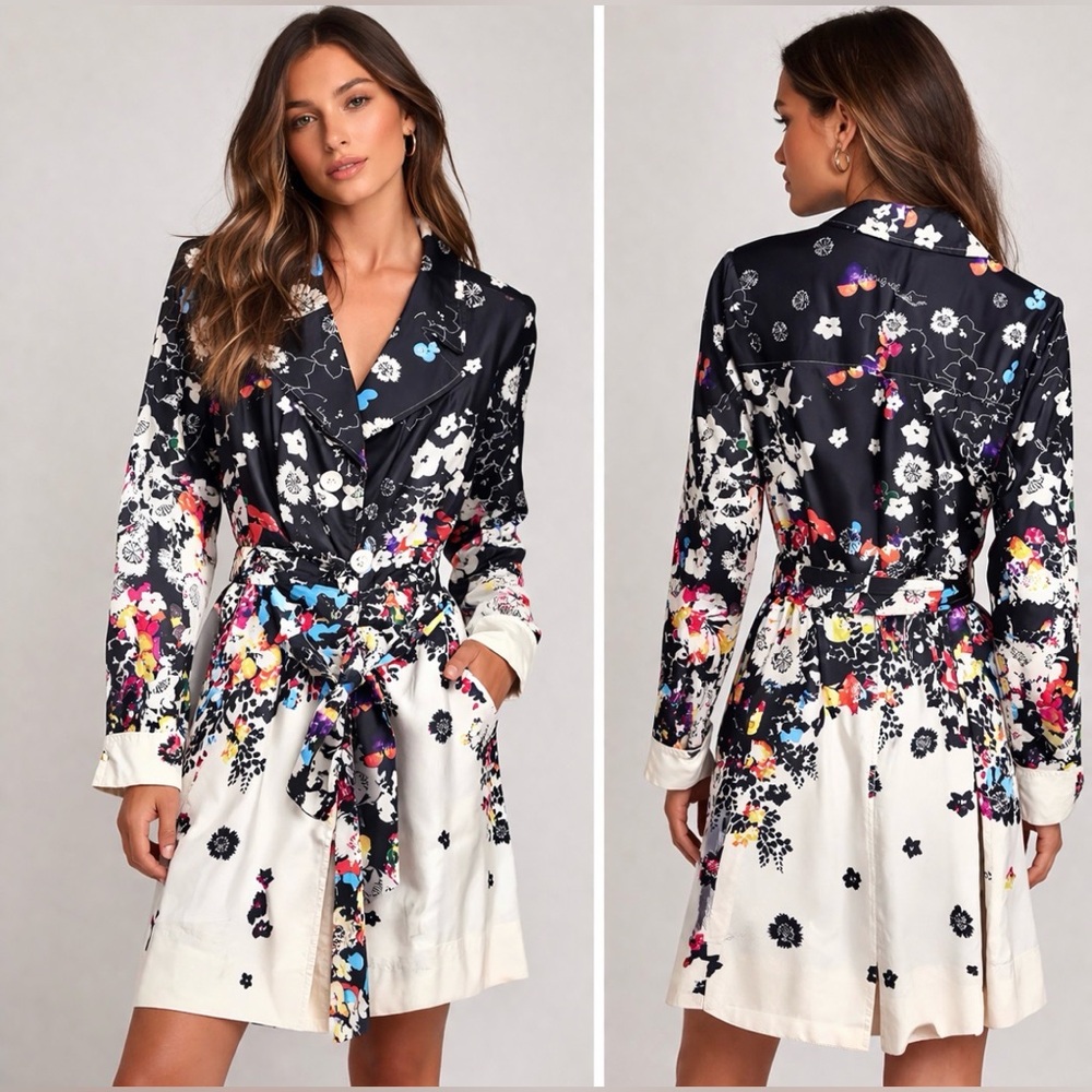 Desigual Lightweight Floral Trench Coat